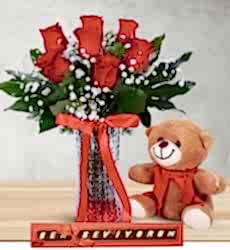 7 Kırmızı Gül Seni Seviyorum Çikolata