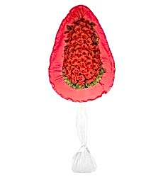 Kırmızı yapay gerbera ile hazırlanmış tek katlı nikah, açılış ve düğün çiçeği.