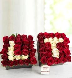 Aşkın Baş Harfi Kırmızı Gül Aranjmanı