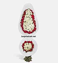 Kırmızı Beyaz Gerbera Kutlama Çelengi