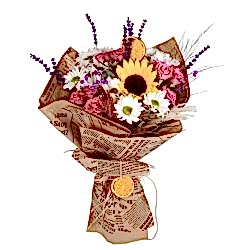 Pembe Gül Ayçiçeği Papatya Buketi