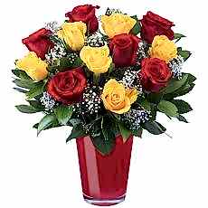 6 kırmızı gül ve 6 sarı güller