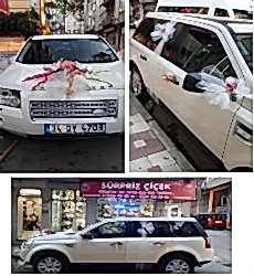 Gelin ve Nişan Arabası süslemesi Doğal Rafya ve Tüllü