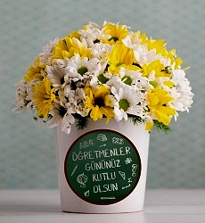 Öğretmenler Gününüz Kutlu Olsun Sticker Rengarenk Papatyalar