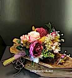 Yapay Fuşyalı Gelin Buketi