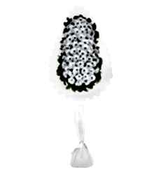 Beyaz yapay gerbera ile hazırlanmış tek katlı açılış ve düğün çiçeği.