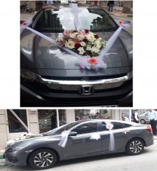 Gelin ve Nişan Arabası süslemesi Beyaz Pembe