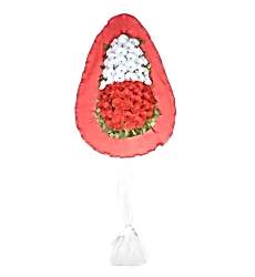 Yapay gerbera ile hazırlanmış tek katlı nikah, açılış ve düğün çelengi.