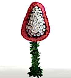 Beyaz gerbera ve yeşillikler ile hazırlanmış ayaklı nikah, açılış ve düğün çiçeği.